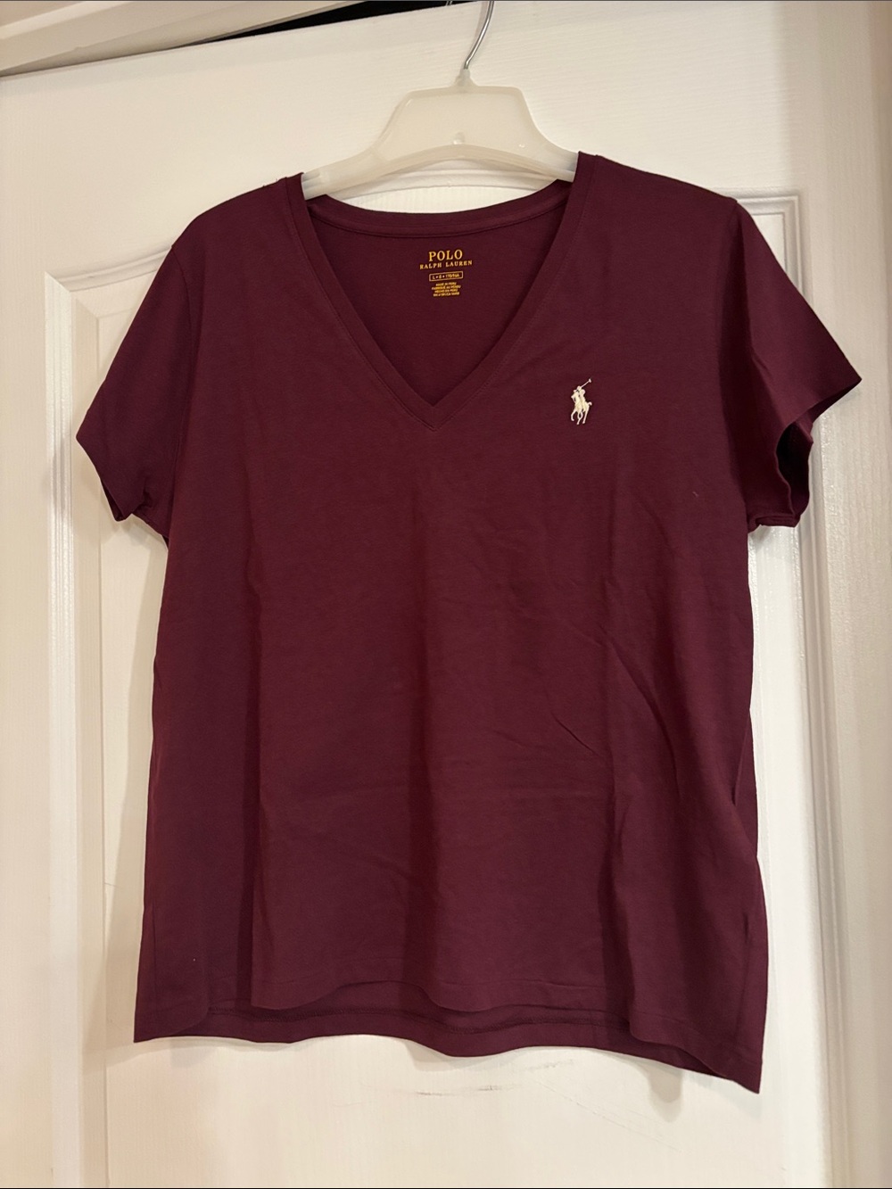 Polo by Ralph Lauren Women's V-Neck Tee in Wine